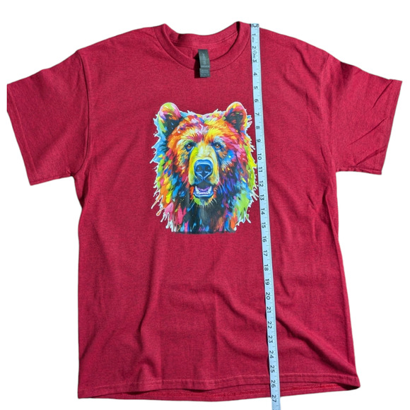 Bright Colorful Bear Graphic Tee Shirt - Size M - Antique Red-NWOT- All Genders - Picture 2 of 7